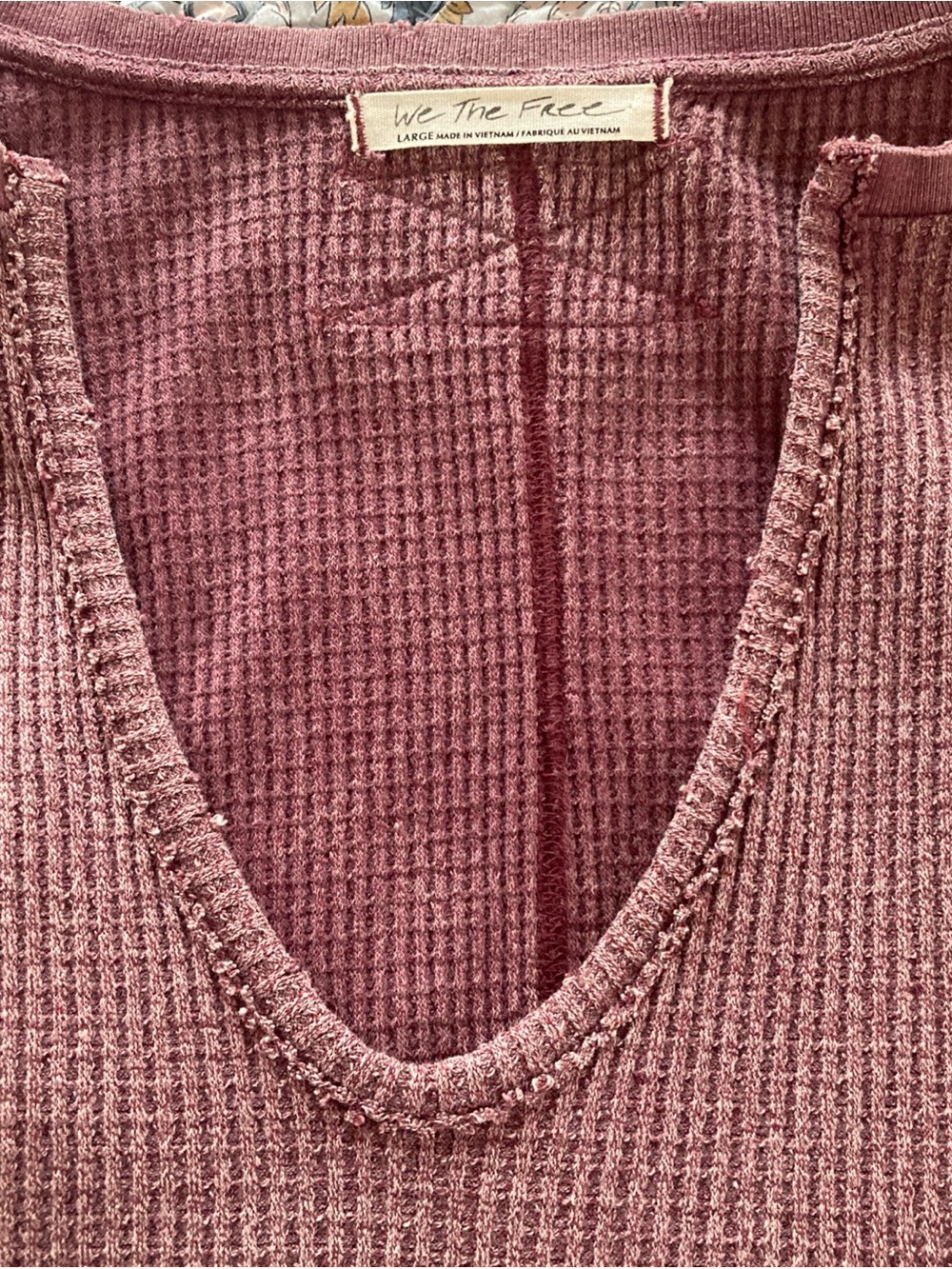 NWT We The Free Waffle-Knit scoop Neck Pullover distressed oversized top large - Picture 4 of 7